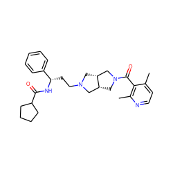 Cc1ccnc(C)c1C(=O)N1C[C@@H]2CN(CC[C@H](NC(=O)C3CCCC3)c3ccccc3)C[C@@H]2C1 ZINC000049112692