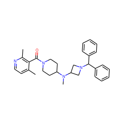 Cc1ccnc(C)c1C(=O)N1CCC(N(C)C2CN(C(c3ccccc3)c3ccccc3)C2)CC1 ZINC000040392459