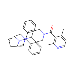 Cc1ccnc(C)c1C(=O)N1CCC(N2C[C@@H]3CC[C@H](C2)N3C(c2ccccc2)c2ccccc2)CC1 ZINC000040864227