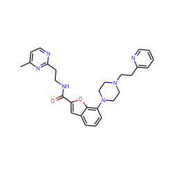 Cc1ccnc(CCNC(=O)c2cc3cccc(N4CCN(CCc5ccccn5)CC4)c3o2)n1 ZINC000114869813