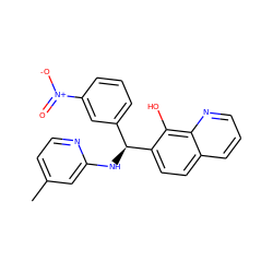 Cc1ccnc(N[C@@H](c2cccc([N+](=O)[O-])c2)c2ccc3cccnc3c2O)c1 ZINC000002978255