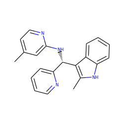 Cc1ccnc(N[C@@H](c2ccccn2)c2c(C)[nH]c3ccccc23)c1 ZINC000004123461