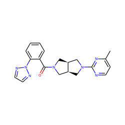 Cc1ccnc(N2C[C@H]3CN(C(=O)c4ccccc4-n4nccn4)C[C@H]3C2)n1 ZINC000116822157