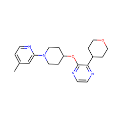 Cc1ccnc(N2CCC(Oc3nccnc3C3CCOCC3)CC2)c1 ZINC000096168959