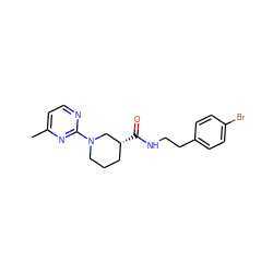 Cc1ccnc(N2CCC[C@@H](C(=O)NCCc3ccc(Br)cc3)C2)n1 ZINC000169310206