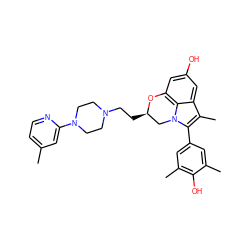 Cc1ccnc(N2CCN(CC[C@@H]3Cn4c(-c5cc(C)c(O)c(C)c5)c(C)c5cc(O)cc(c54)O3)CC2)c1 ZINC000026403894