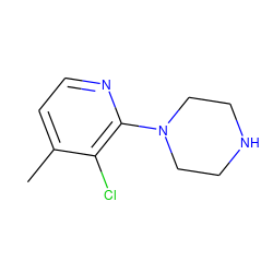 Cc1ccnc(N2CCNCC2)c1Cl ZINC000029463497