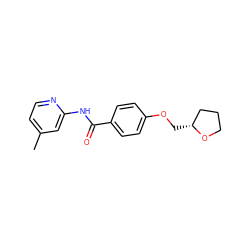 Cc1ccnc(NC(=O)c2ccc(OC[C@@H]3CCCO3)cc2)c1 ZINC000024772945