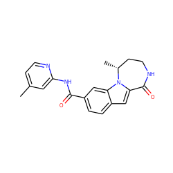 Cc1ccnc(NC(=O)c2ccc3cc4n(c3c2)[C@H](C)CCNC4=O)c1 ZINC000147718782