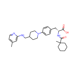 Cc1ccnc(NCC2CCN(c3ccc(C[C@@H](NC(=O)C4(C)CCCCC4)C(=O)O)cc3)CC2)c1 ZINC000166337021