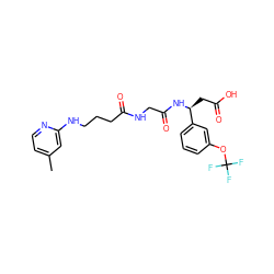 Cc1ccnc(NCCCC(=O)NCC(=O)N[C@@H](CC(=O)O)c2cccc(OC(F)(F)F)c2)c1 ZINC000013472616