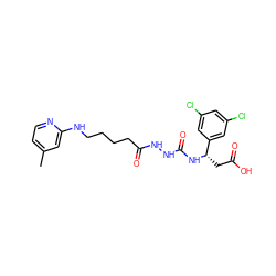 Cc1ccnc(NCCCCC(=O)NNC(=O)N[C@@H](CC(=O)O)c2cc(Cl)cc(Cl)c2)c1 ZINC000013472612