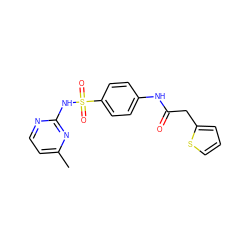 Cc1ccnc(NS(=O)(=O)c2ccc(NC(=O)Cc3cccs3)cc2)n1 ZINC000000892611