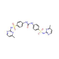 Cc1ccnc(NS(=O)(=O)c2ccc(NC(=O)Nc3ccc(S(=O)(=O)Nc4nccc(C)n4)cc3)cc2)n1 ZINC000095555031