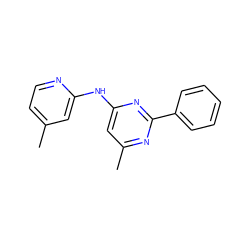 Cc1ccnc(Nc2cc(C)nc(-c3ccccc3)n2)c1 ZINC000063539303