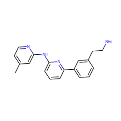 Cc1ccnc(Nc2cccc(-c3cccc(CCN)c3)n2)c1 ZINC000084918366