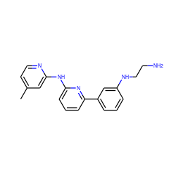 Cc1ccnc(Nc2cccc(-c3cccc(NCCN)c3)n2)c1 ZINC000084687287