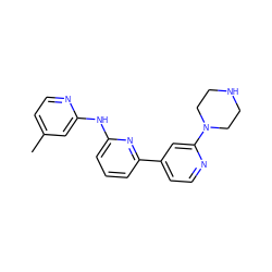 Cc1ccnc(Nc2cccc(-c3ccnc(N4CCNCC4)c3)n2)c1 ZINC000084672442