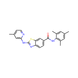 Cc1ccnc(Nc2nc3ccc(C(=O)Nc4c(C)cc(C)cc4C)cc3s2)c1 ZINC000013536550