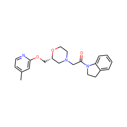 Cc1ccnc(OC[C@H]2CN(CC(=O)N3CCc4ccccc43)CCO2)c1 ZINC000205505343