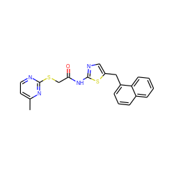 Cc1ccnc(SCC(=O)Nc2ncc(Cc3cccc4ccccc34)s2)n1 ZINC000653709066