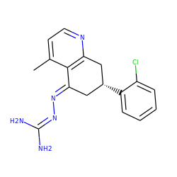 Cc1ccnc2c1/C(=N/N=C(N)N)C[C@@H](c1ccccc1Cl)C2 ZINC000013474671