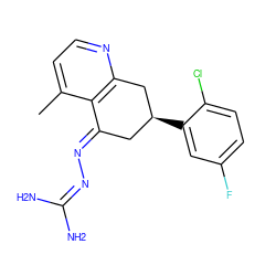 Cc1ccnc2c1/C(=N/N=C(N)N)C[C@H](c1cc(F)ccc1Cl)C2 ZINC000013474709