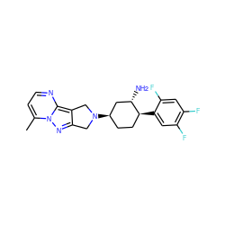 Cc1ccnc2c3c(nn12)CN([C@@H]1CC[C@H](c2cc(F)c(F)cc2F)[C@@H](N)C1)C3 ZINC000653861871