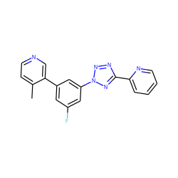 Cc1ccncc1-c1cc(F)cc(-n2nnc(-c3ccccn3)n2)c1 ZINC000028395684