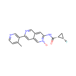 Cc1ccncc1-c1cc2c[n+]([O-])c(NC(=O)[C@@H]3C[C@@H]3F)cc2cn1 ZINC000169700146