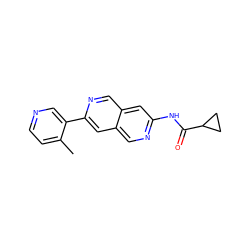 Cc1ccncc1-c1cc2cnc(NC(=O)C3CC3)cc2cn1 ZINC000169700075