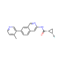 Cc1ccncc1-c1ccc2cc(NC(=O)[C@@H]3C[C@@H]3F)ncc2c1 ZINC000144330917