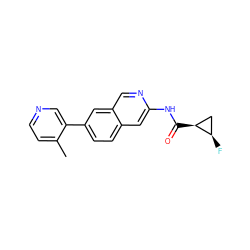 Cc1ccncc1-c1ccc2cc(NC(=O)[C@H]3C[C@H]3F)ncc2c1 ZINC000144288756