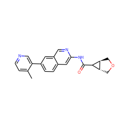 Cc1ccncc1-c1ccc2cc(NC(=O)C3[C@H]4COC[C@H]34)ncc2c1 ZINC000169700045