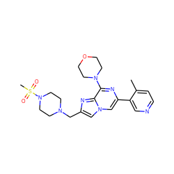 Cc1ccncc1-c1cn2cc(CN3CCN(S(C)(=O)=O)CC3)nc2c(N2CCOCC2)n1 ZINC000084742300