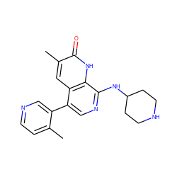 Cc1ccncc1-c1cnc(NC2CCNCC2)c2[nH]c(=O)c(C)cc12 ZINC000473127453