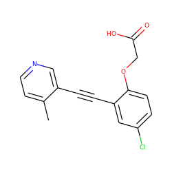 Cc1ccncc1C#Cc1cc(Cl)ccc1OCC(=O)O ZINC000073196596