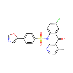 Cc1ccncc1C(=O)c1cc(Cl)ccc1NS(=O)(=O)c1ccc(-c2cnco2)cc1 ZINC000113626692