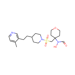 Cc1ccncc1CCC1CCN(S(=O)(=O)CC2(N(O)C=O)CCOCC2)CC1 ZINC000071294360