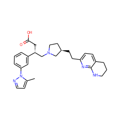 Cc1ccnn1-c1cccc([C@H](CC(=O)O)CN2CC[C@@H](CCc3ccc4c(n3)NCCC4)C2)c1 ZINC000218622610