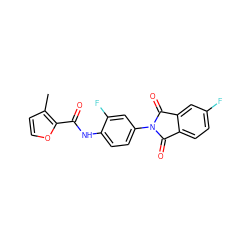 Cc1ccoc1C(=O)Nc1ccc(N2C(=O)c3ccc(F)cc3C2=O)cc1F ZINC000653701094