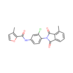 Cc1ccoc1C(=O)Nc1ccc(N2C(=O)c3cccc(C)c3C2=O)c(Cl)c1 ZINC000473154397