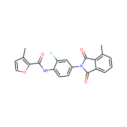 Cc1ccoc1C(=O)Nc1ccc(N2C(=O)c3cccc(C)c3C2=O)cc1F ZINC000653696834