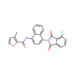 Cc1ccoc1C(=O)Nc1ccc(N2C(=O)c3cccc(Cl)c3C2=O)c2ccccc12 ZINC000473167351