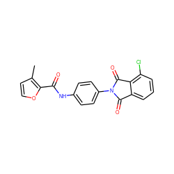 Cc1ccoc1C(=O)Nc1ccc(N2C(=O)c3cccc(Cl)c3C2=O)cc1 ZINC000473169983