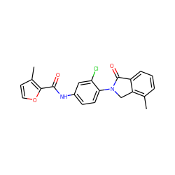 Cc1ccoc1C(=O)Nc1ccc(N2Cc3c(C)cccc3C2=O)c(Cl)c1 ZINC000653733805