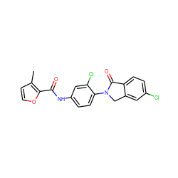 Cc1ccoc1C(=O)Nc1ccc(N2Cc3cc(Cl)ccc3C2=O)c(Cl)c1 ZINC000653733750