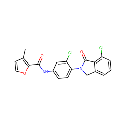 Cc1ccoc1C(=O)Nc1ccc(N2Cc3cccc(Cl)c3C2=O)c(Cl)c1 ZINC000653733758