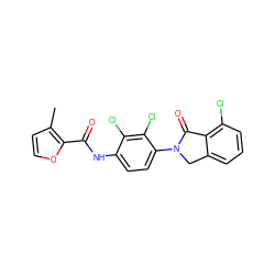 Cc1ccoc1C(=O)Nc1ccc(N2Cc3cccc(Cl)c3C2=O)c(Cl)c1Cl ZINC000653733659