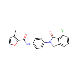 Cc1ccoc1C(=O)Nc1ccc(N2Cc3cccc(Cl)c3C2=O)cc1 ZINC000653747443